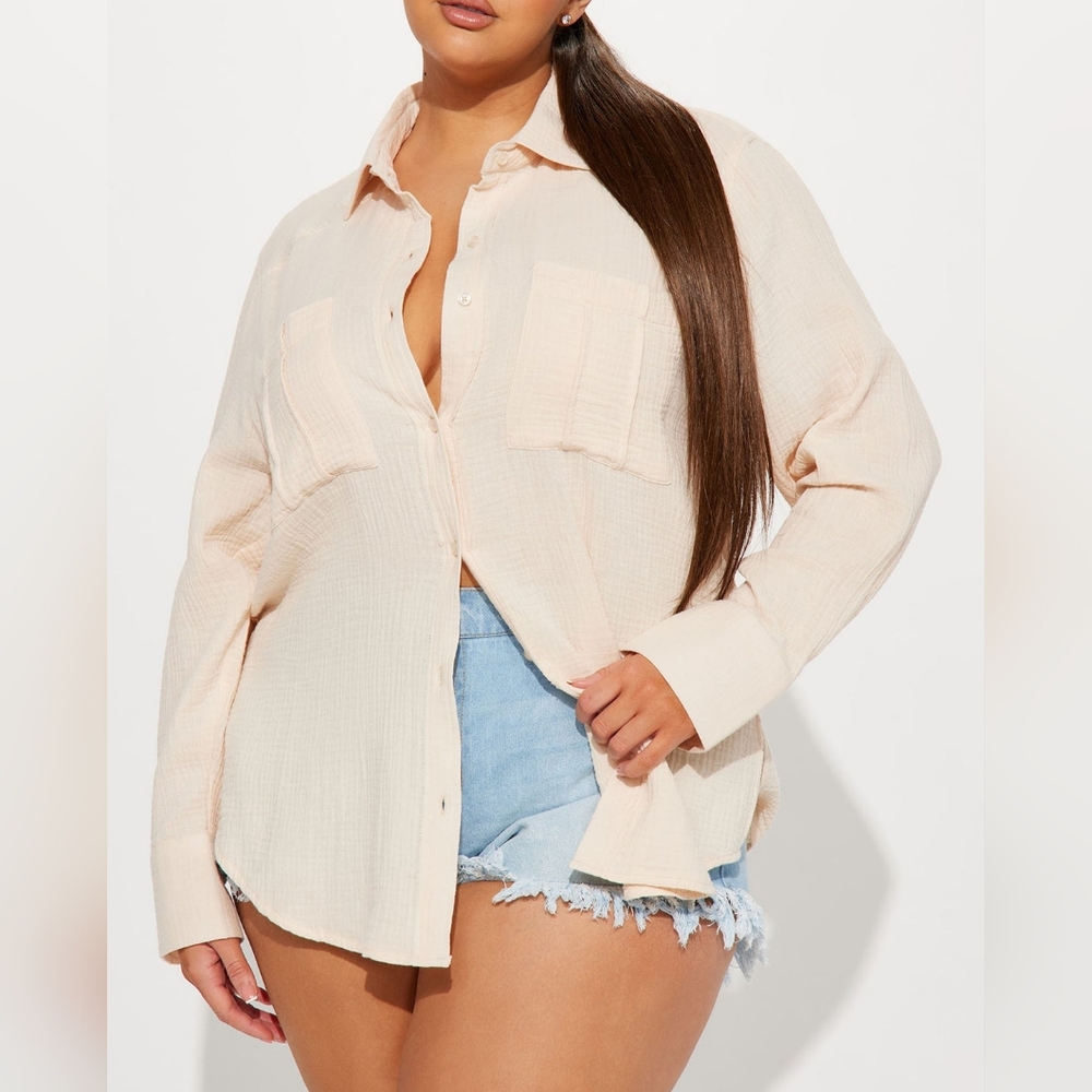 Women's Cream Button-Up Shirt